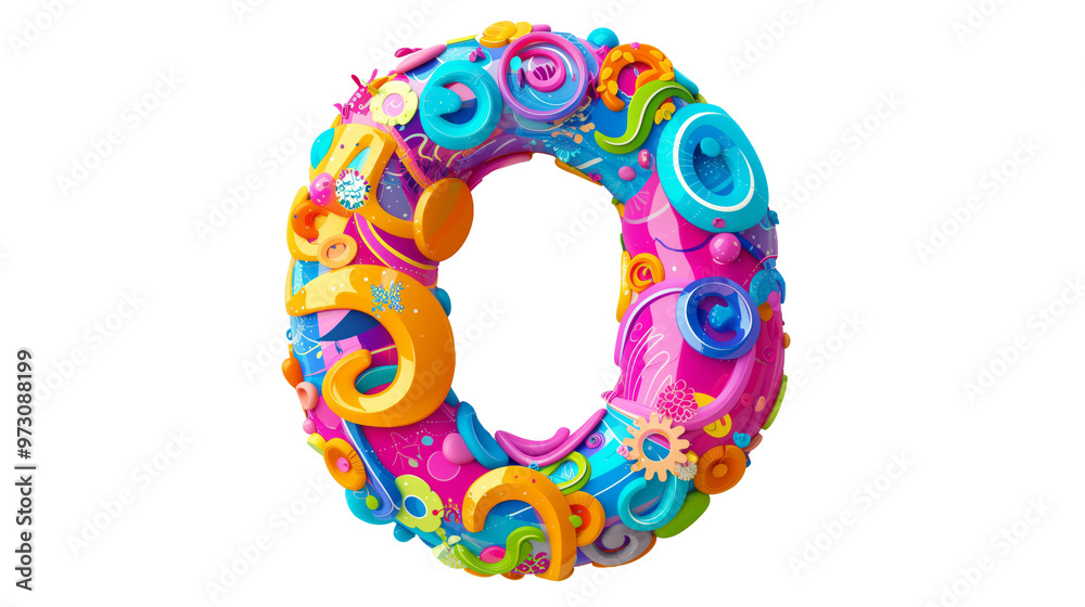 3D Carnival colorful and playful O alphabet single letter 3D Carnival colorful and playful O alphabet single letter