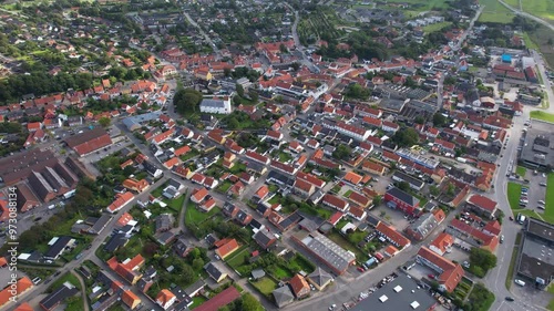 Aerial panorama of the old town around the city Nibe on a sunny summer day in Denmark photo