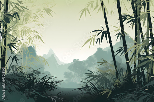 bamboo garden illustration wallpaper background