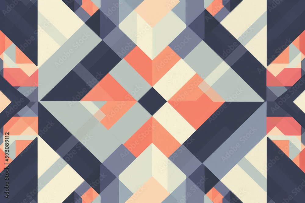 A colorful abstract design with squares and triangles