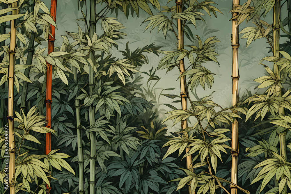 bamboo garden illustration wallpaper background bamboo garden illustration wallpaper background