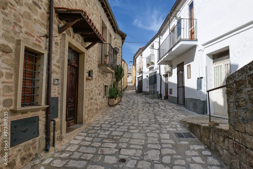 Fototapeta Naklejka Na Ścianę i Meble -  A street in Colobraro, a village in the Basilicata region of Italy.