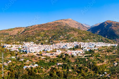 Lanjaron aerial panoramic view, Alpujarras in Spain