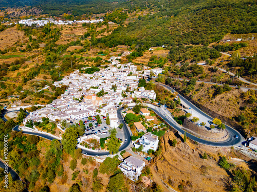 Pampaneira village aerial panoramic view in Spain photo