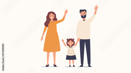 Caucasian Family Concept Man and Woman with Girl 