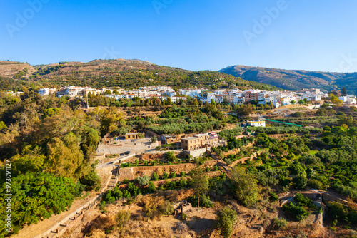 Lanjaron aerial panoramic view, Alpujarras in Spain