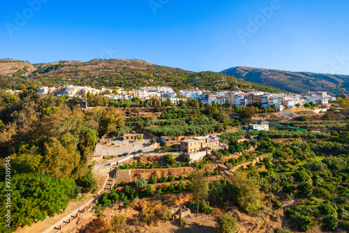Lanjaron aerial panoramic view, Alpujarras in Spain