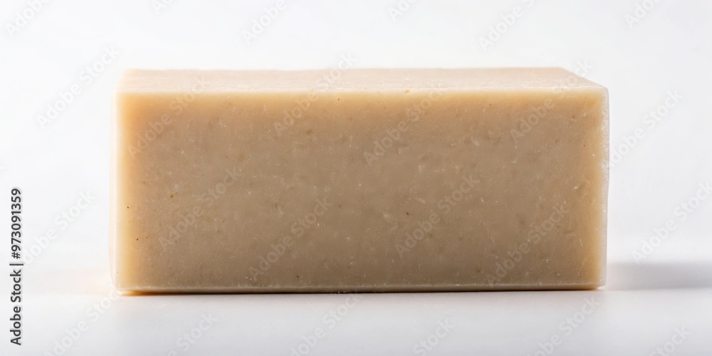 Close up mockup of blank label beige handmade soap bar packaging Close up mockup of blank label beige handmade soap bar packaging
