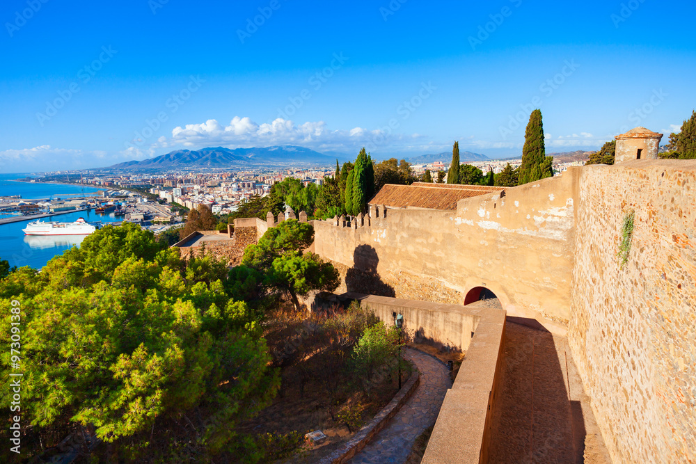 Naklejka premium Fortress walls in Malaga, Andalusia community in Spain