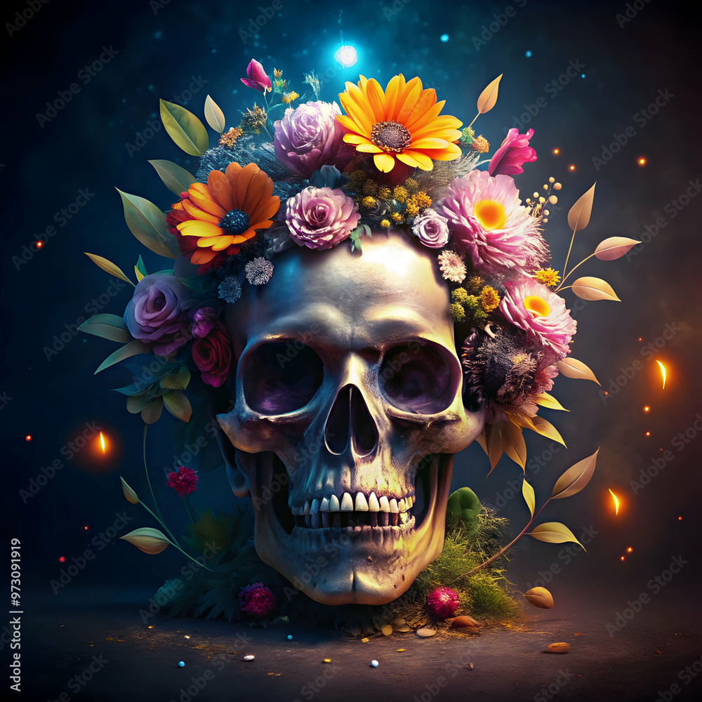 background with perfect copy space of spooky skull background with perfect copy space of spooky skull