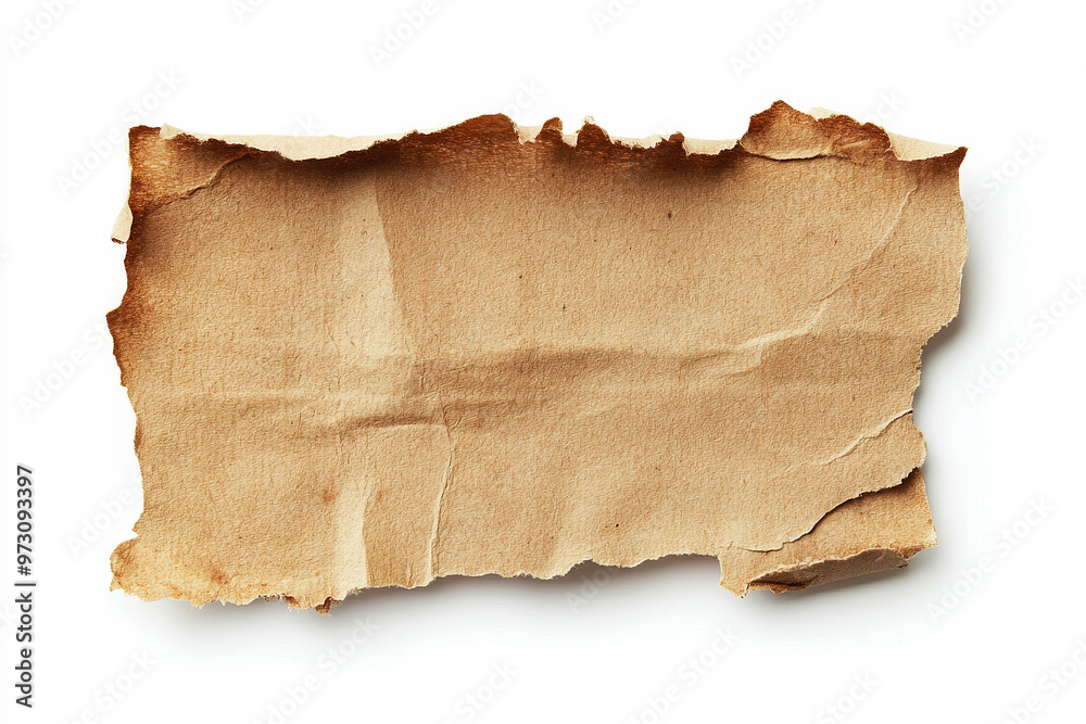 Brown Cardboard paper piece isolated on white