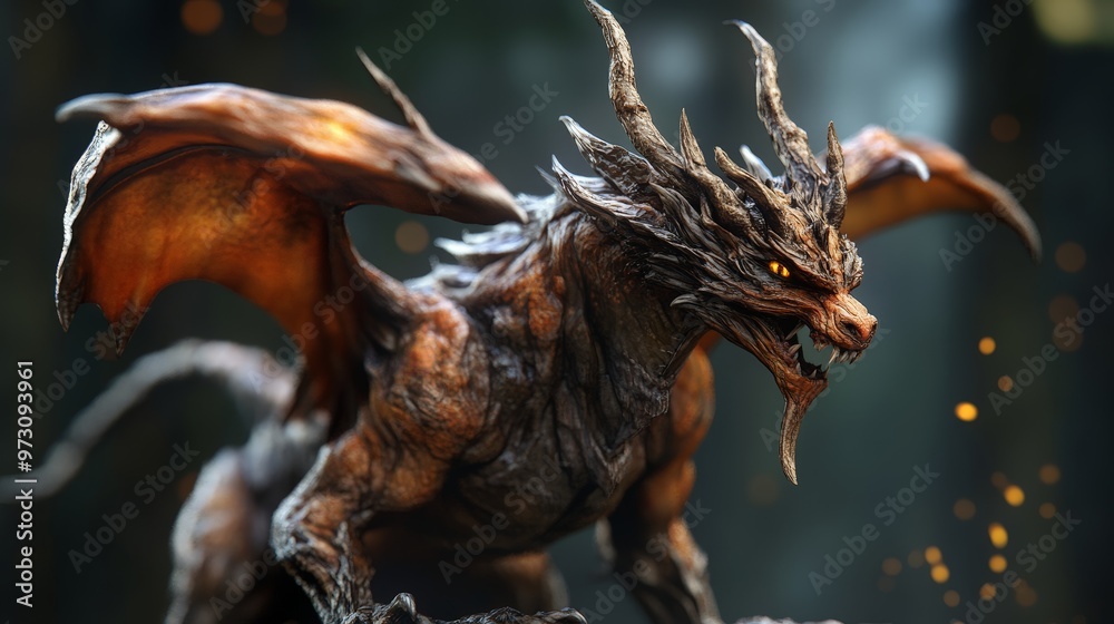 Develop a 3D model of a fantasy creature, combining elements of various animals to create a unique, Develop a 3D model of a fantasy creature, combining elements of various animals to create a unique,
