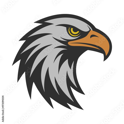Bold eagle head mascot illustration, ideal for sports team logos and strong, dynamic branding.