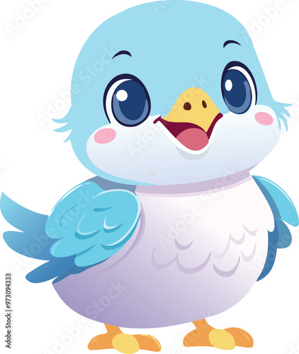 Vector illustration of a cute and happy baby bird.