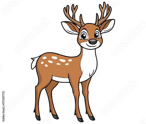 Deer cartoon isolated on white cute deer vector illustration