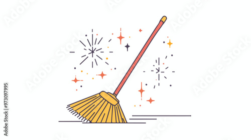 Cleaning Tool Linear One of Brooms from Dust isolated on white background