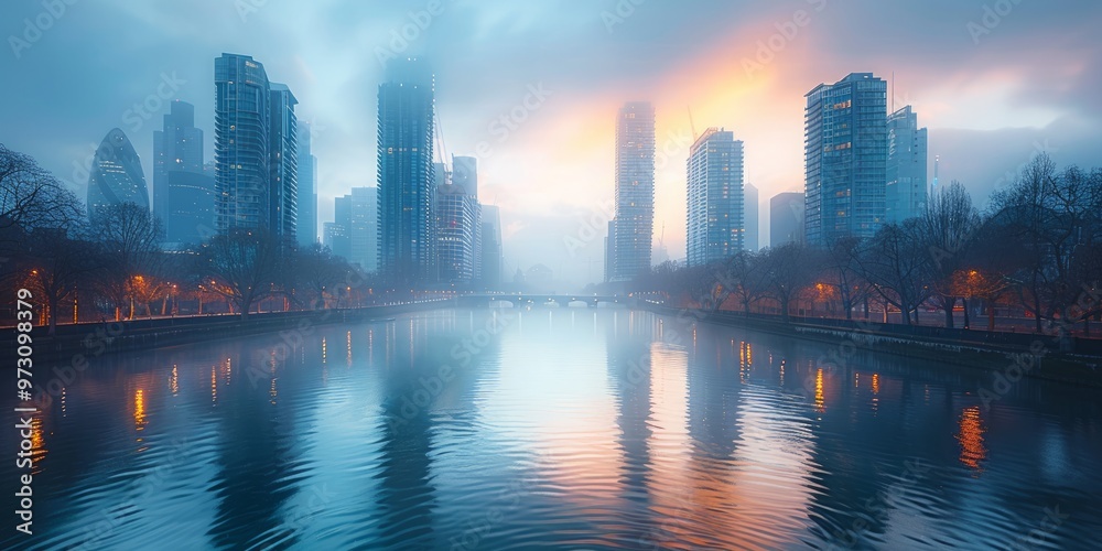 Fototapeta premium dubai, skyscraper, city, above, view, skyline, top, aerial, marina, fog, landscape, tall, construction, cityscape, landmark, downtown, roof, office, high, luxury, rooftop, area, tower, modern, highris