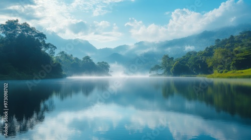 Peaceful Lake Morning Mist