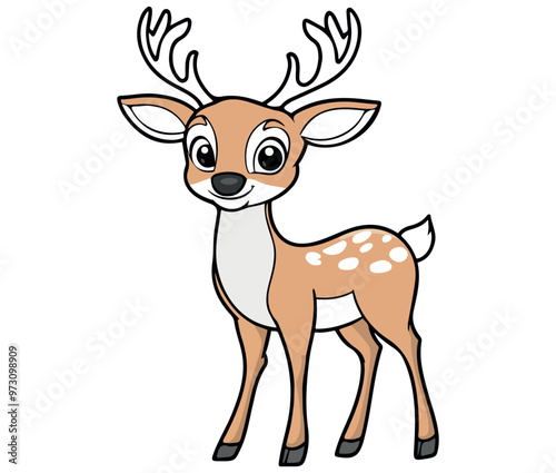 Deer cartoon isolated on white cute deer vector illustration