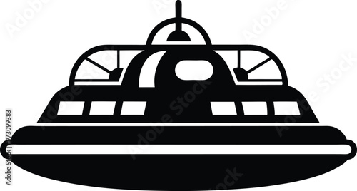 Hovercraft silhouette Vector Icon and Illustration Isolated on white background.