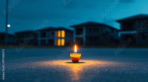 Homes glowing with Diwali lights and decorations ultra-sharp focus clean geometric design high-quality professional shot