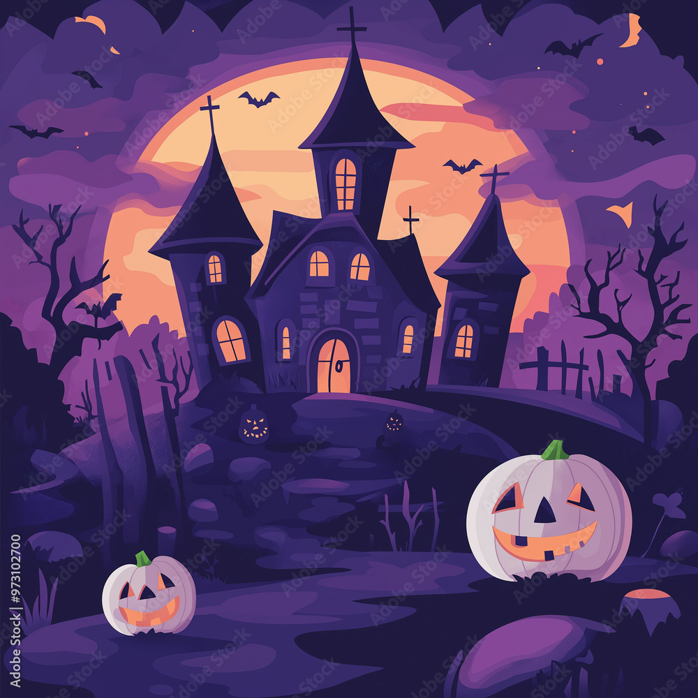 Haunted Forest Illustration with Fog and Shadows, Creepy Halloween Scene with Spiders and Webs, Horror-Themed Halloween Scene with Zombies Haunted Forest Illustration with Fog and Shadows, Creepy Halloween Scene with Spiders and Webs, Horror-Themed Halloween Scene with Zombies