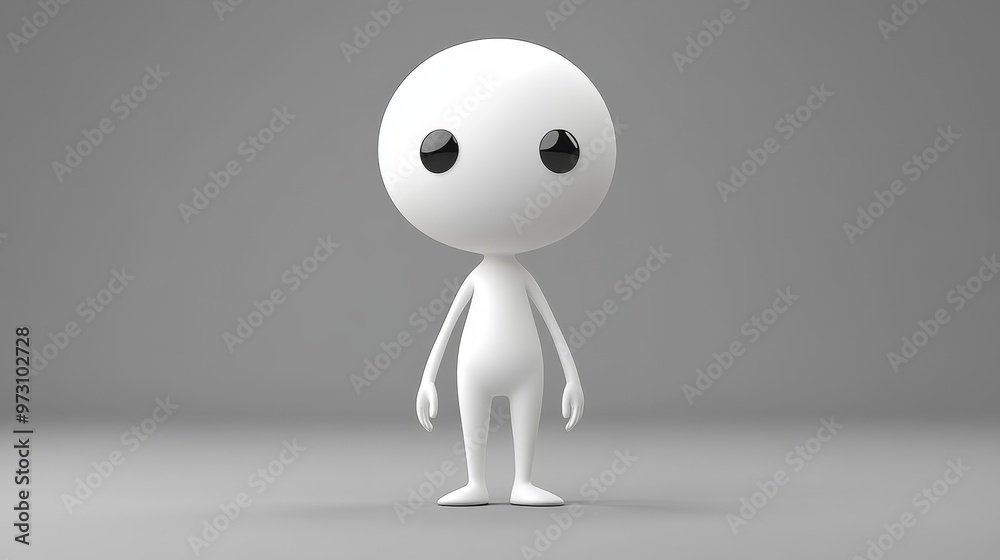 Simple and cute white character figure with large eyes on a minimalist background, perfect for creative and playful designs. Simple and cute white character figure with large eyes on a minimalist background, perfect for creative and playful designs.