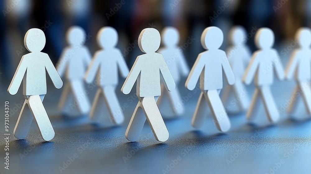 A creative representation of walking figures made of paper, symbolizing community, teamwork, and collaboration in a modern setting. A creative representation of walking figures made of paper, symbolizing community, teamwork, and collaboration in a modern setting.