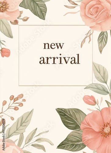 New arrival announcement with elegant floral arrangement photo