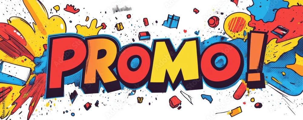 Colorful comic book style promo illustration with dynamic explosion background Colorful comic book style promo illustration with dynamic explosion background