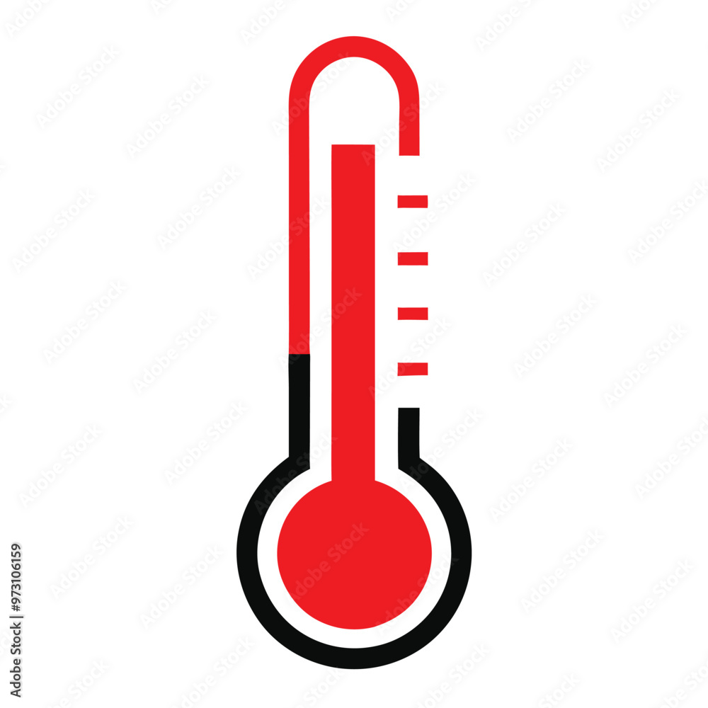 a black and red temperature measuring icon ,vector illustration silhouette, isolated white background a black and red temperature measuring icon ,vector illustration silhouette, isolated white background