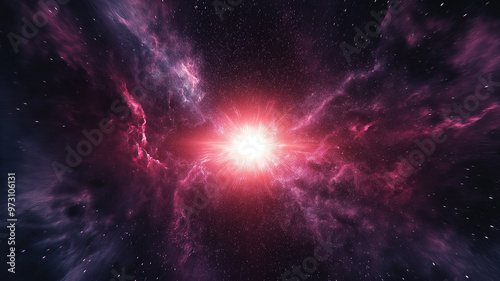 Radiant Starburst Centered in Dark Starry Space Scene