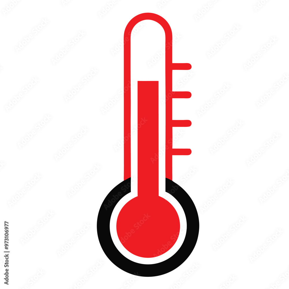 a black and red temperature measuring icon ,vector illustration silhouette, isolated white background a black and red temperature measuring icon ,vector illustration silhouette, isolated white background