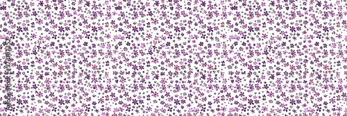 Seamless Floral Pattern with Delicate Purple Flowers on White Background