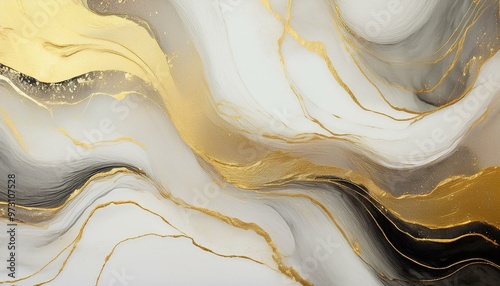 Luxury white and gold stone marble texture. Alcohol ink technique abstract background photo