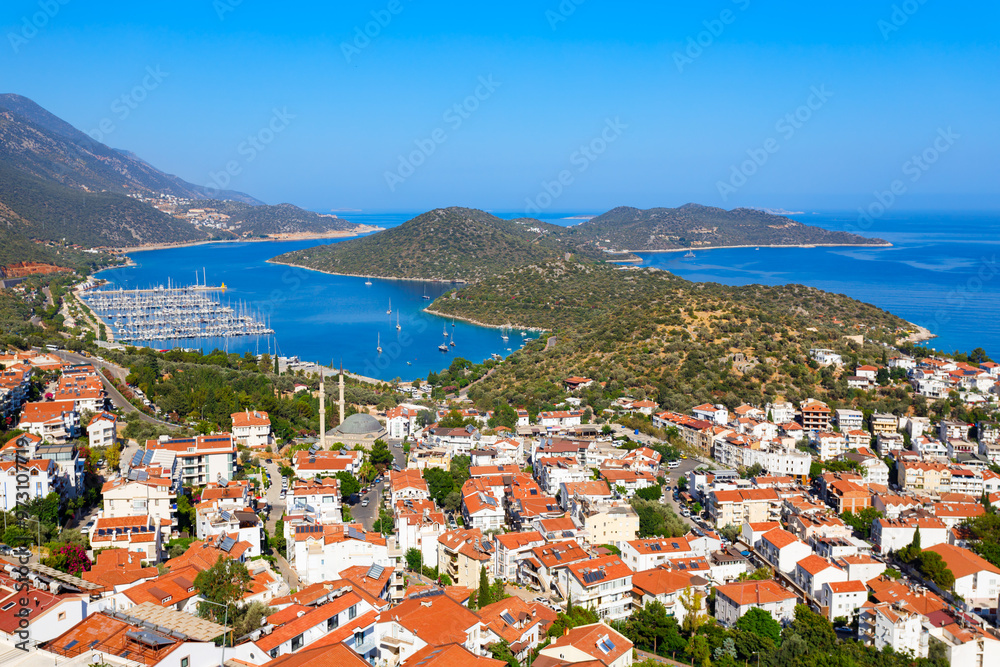 Fototapeta premium Kas city aerial panoramic view in Turkey