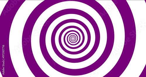 Moving hypnotic spiral. Seamless Psychedelic spiral and slow rotation. Purple and white background.