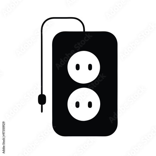 a electric socket ,vector illustration  silhouette, isolated white background 
