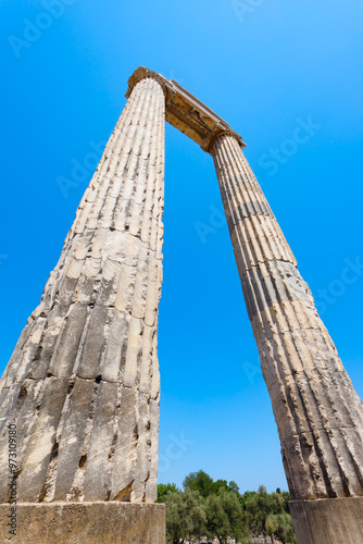 Temple of Apollo ruins at Didyma ancient sanctuary in Didim city in Turkey photo