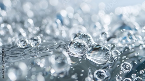 Clear droplets of water portraying deep hydration from moisturizer serum Close-up photo with clean background