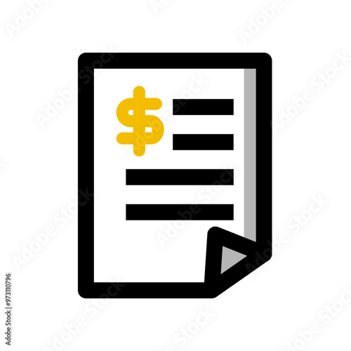 Tax document report icon. Recipe invoice paper. Financial, payment, budget, bill, revenue, banking concepts. Flat vector design illustration.