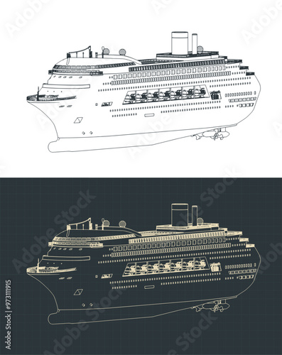 Large cruise liner isometric blueprints