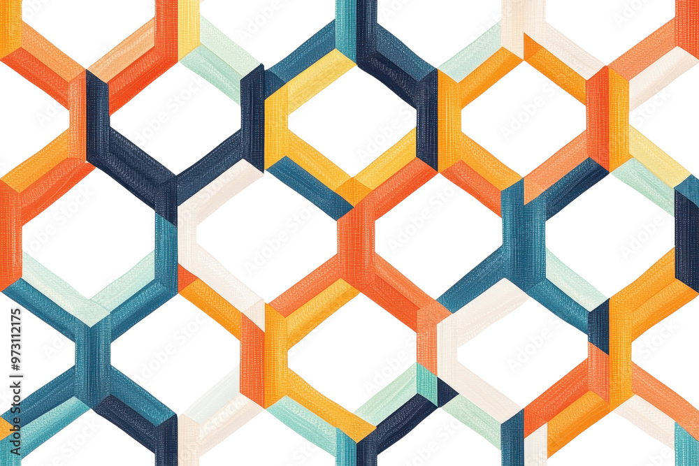 Colorful modern geometric pattern with interlocking hexagons in various shades. Perfect for design backgrounds and art projects. Colorful modern geometric pattern with interlocking hexagons in various shades. Perfect for design backgrounds and art projects.