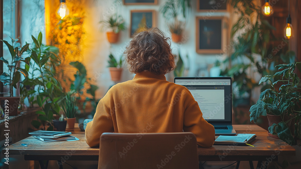 Creative Workspace: A Cozy, Plant-Filled Home Office with Natural Light Creative Workspace: A Cozy, Plant-Filled Home Office with Natural Light