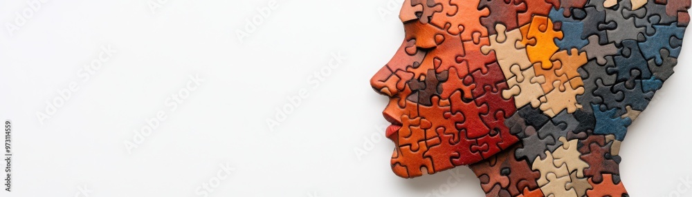 Abstract figure made of puzzle pieces in various skin tones, representing the complexity of identity in woke discourse Abstract figure made of puzzle pieces in various skin tones, representing the complexity of identity in woke discourse