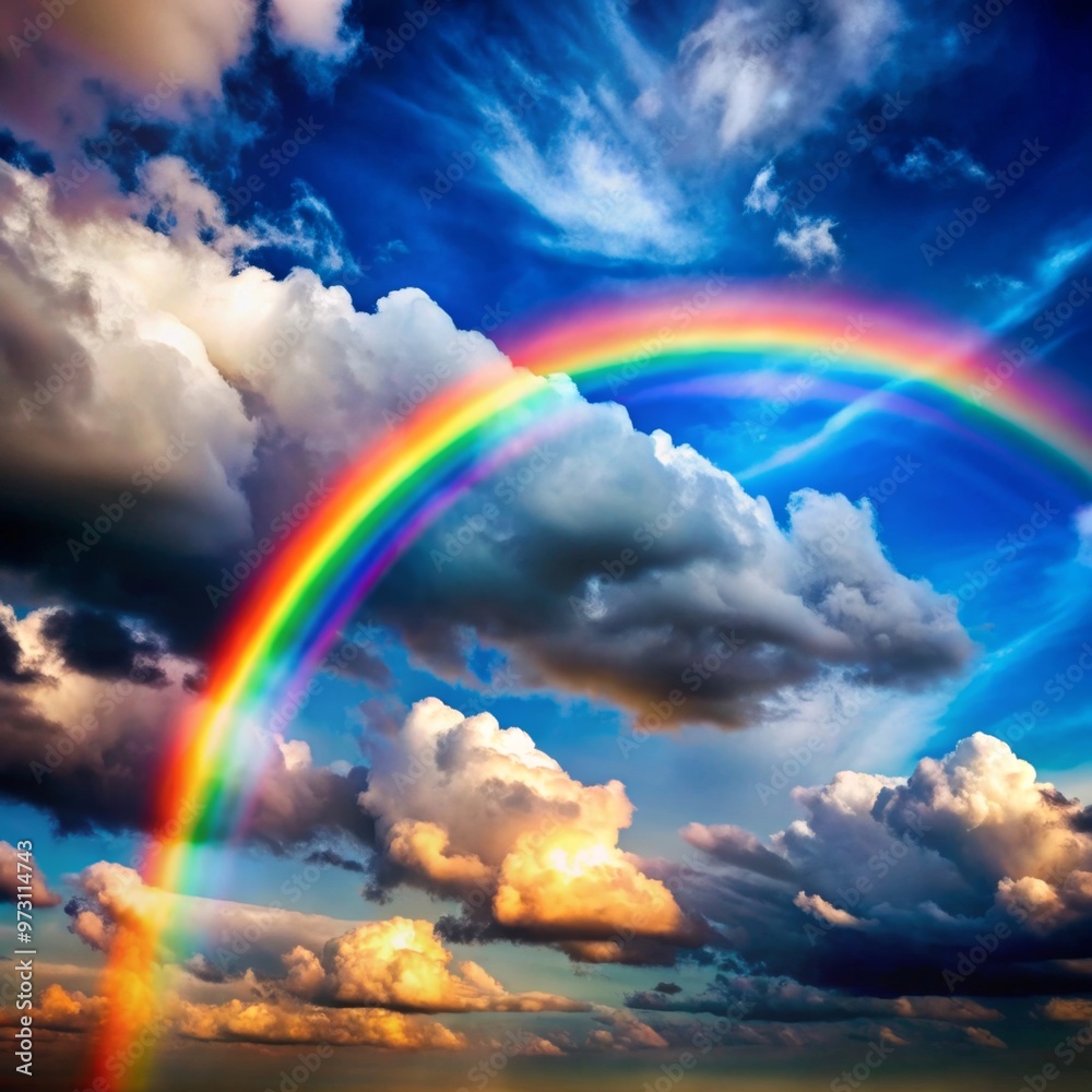 Rainbow Over a Stormy Sky A vibrant rainbow stretching across a sky that is half stormy, half clear, symbolizing hope and encouragement after a struggle. Rainbow Over a Stormy Sky A vibrant rainbow stretching across a sky that is half stormy, half clear, symbolizing hope and encouragement after a struggle.