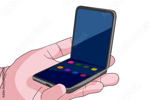 Flip Smartphone illustration isolated on white background