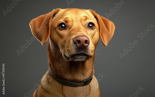 Studio partrait dog isolated on clear gray background 