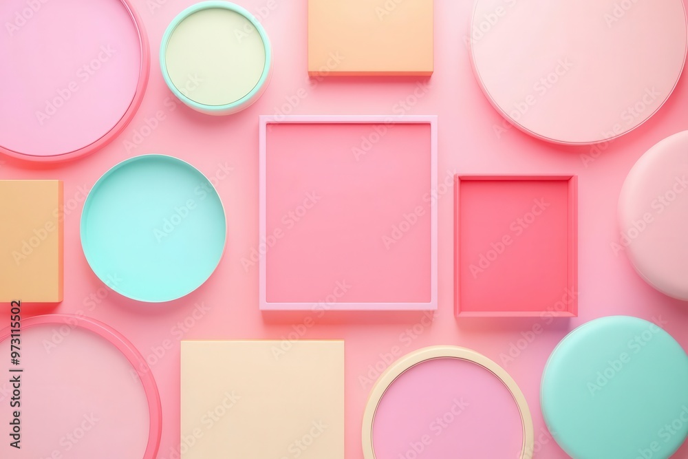 Digital portfolio flat design top view showcase 3D render Triadic Color Scheme Digital portfolio flat design top view showcase 3D render Triadic Color Scheme