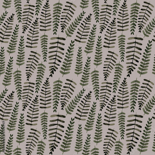 Wallpaper Mural watercolor seamless pattern of fern leaves.Botanical design for textile,papers. Torontodigital.ca